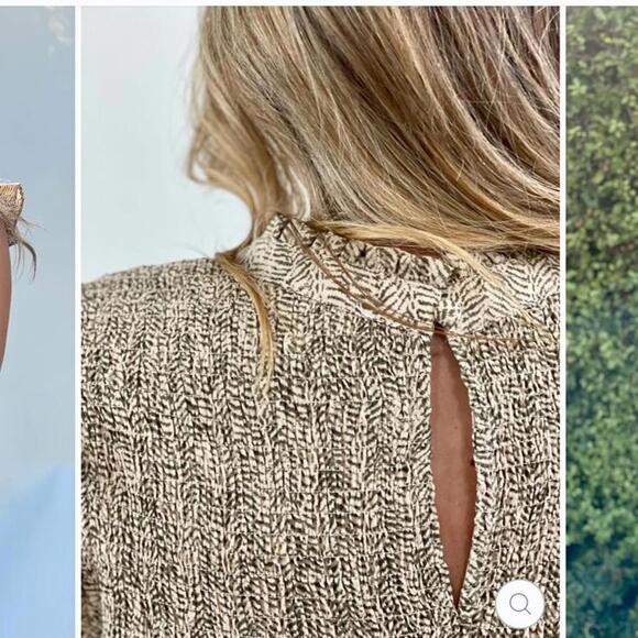 NWT THML Ruffled Smocked Sleeveless Top Keyhole Back Women’s size Small - Picture 14 of 15